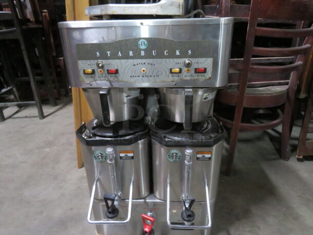One Starbucks Cecilware Grindmaster Brewer With 2 Filter Baskets And 2 Satellites. Model# P-400EST. 120/208-240 Volt. 1 Phase. 18X18X30. $4048.08. - Image 1 of 4