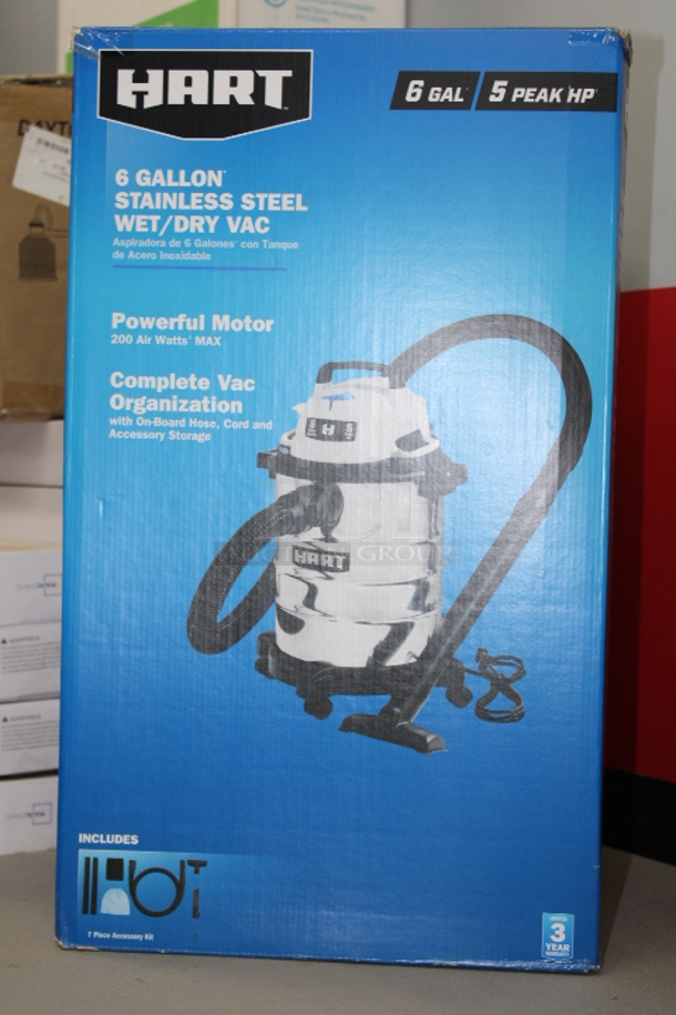  HART 6-Gallon* Stainless Steel Wet/Dry Vacuum + VAXCEL DAYTON 4L VANITY LIGHT. 2x your Bid