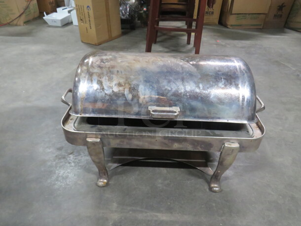 One AWESOME Full Size HEAVY DUTY Silver Plated Roll Top Chafer With Decorative Legs! - Image 1 of 2