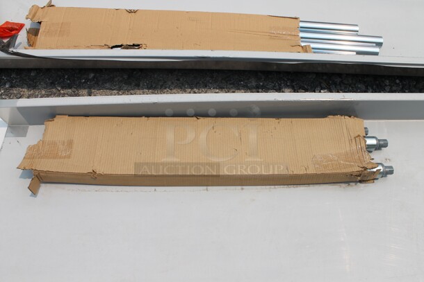 BRAND NEW SCRATCH AND DENT! Regency 600TB2460G Commercial Stainless Steel Disassembled Work Table With Backsplash, Undershelf And Galvanized Legs. - Image 3 of 6