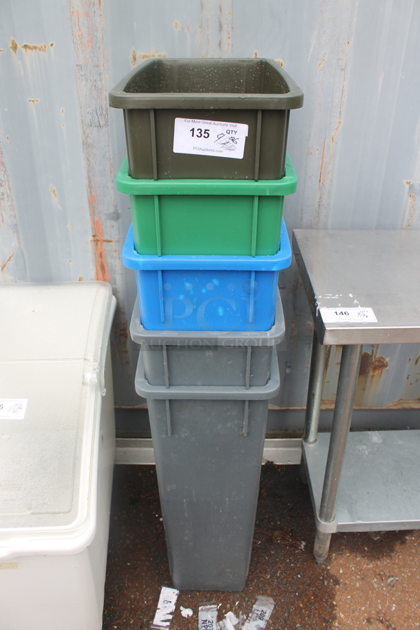 5 Poly Slim Jim Trash Cans. 5 Times Your Bid! - Image 1 of 2