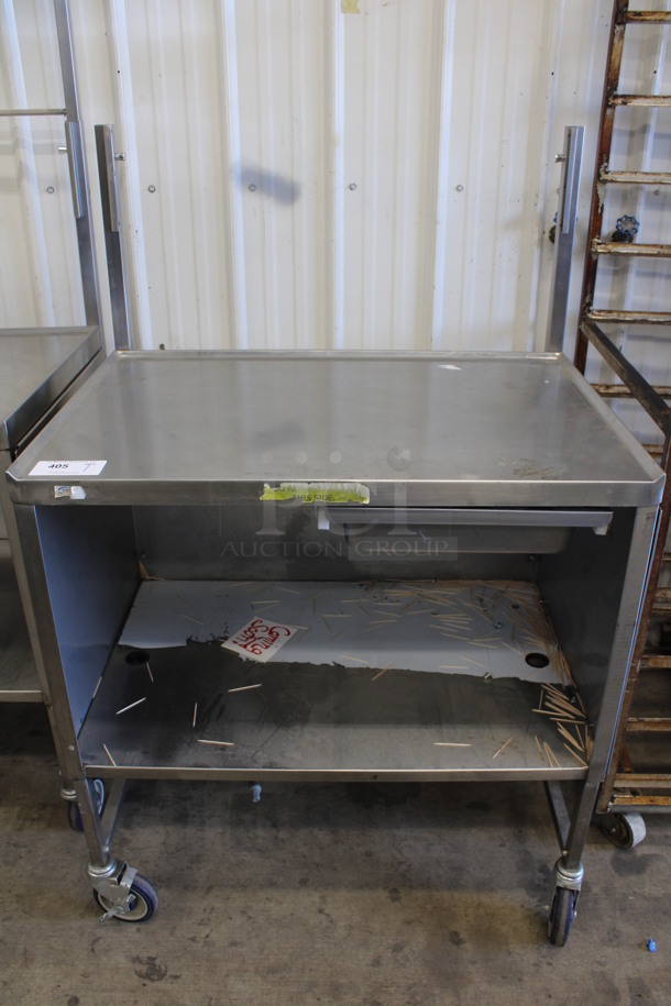 Winholt Stainless Steel Commercial Portable Table Work Station w/ Drawer and Under Shelf on Commercial Casters. 36x35x54