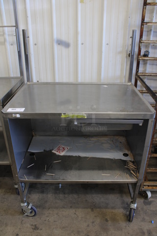 Winholt Stainless Steel Commercial Portable Table Work Station w/ Drawer and Under Shelf on Commercial Casters. 36x35x54