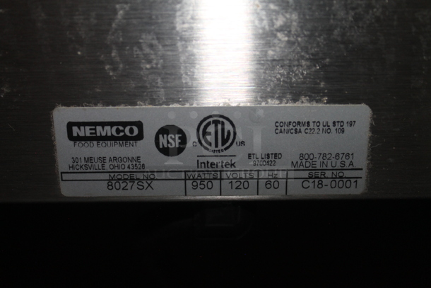 2018 Nemco 8027SX Stainless Steel Commercial Countertop Hot Dog Roller. 120 Volts, 1 Phase. Tested and Working! - Image 5 of 5