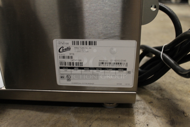 	BRAND NEW SCRATCH AND DENT! Curtis RTB Stainless Steel Commercial Countertop Iced Tea Machine w/ Poly Brew Basket. Stock Picture Used as Gallery: Does Not Come w/ Beverage Holders. 120 Volts, 1 Phase. Tested and Working! - Image 7 of 7
