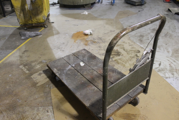 Metal Flat Cart w/ Blades on Commercial Casters. - Image 3 of 3