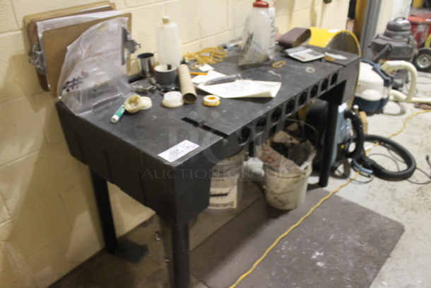 Black Table w/ Contents and Buckets Underneath. BUYER MUST REMOVE. - Image 2 of 6