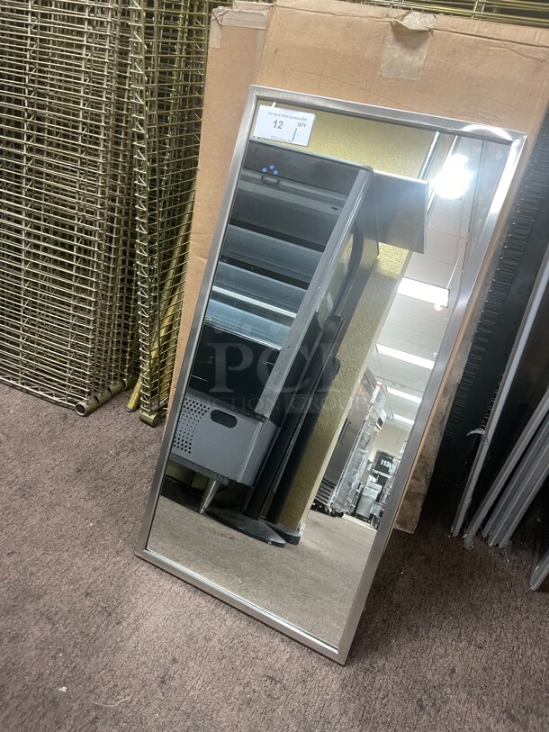 New! Bobrick B-290 1836 24 inch  x 36 inch  Wall-Mounted Mirror with Stainless Steel Welded Frame NSF  - Image 1 of 7