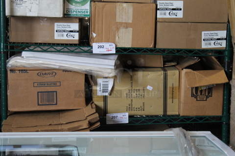 ALL ONE MONEY! Tier Lot of Various Items Including Paper Products, Lids, Rolling Pin and Metal Clips