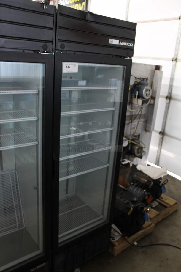 2019 Habco SE18 Metal Commercial Single Door Reach In Cooler Merchandiser w/ Poly Coated Racks. 115 Volts, 1 Phase. Tested and Working!