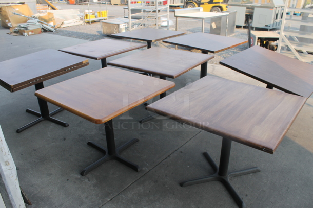 8 Square Wood Style Tables With Black X-Prong Table Base. 8 Times Your Bid! Cosmetic Condition May Vary. - Image 2 of 3