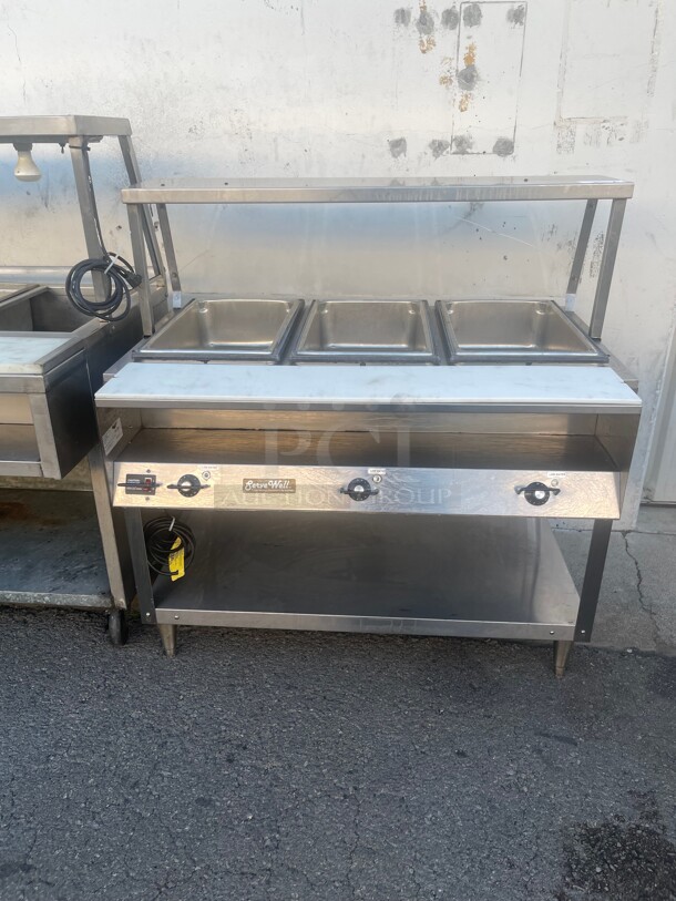 New! Vollrath 38003 46 inch Commercial Hot Food Table w/ (3) Wells & Cutting Board, 120v NSF Tested and Working! - Image 2 of 8