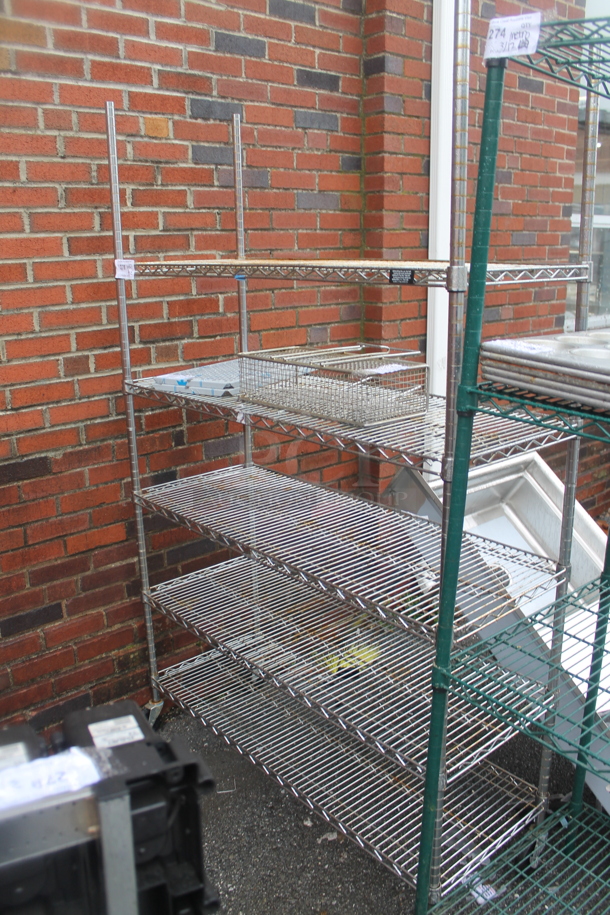 Chrome Finish 5 Tier Wire Shelving Unit on Commercial Casters. BUYER MUST DISMANTLE. PCI CANNOT DISMANTLE FOR SHIPPING. PLEASE CONSIDER FREIGHT CHARGES. - Image 2 of 2