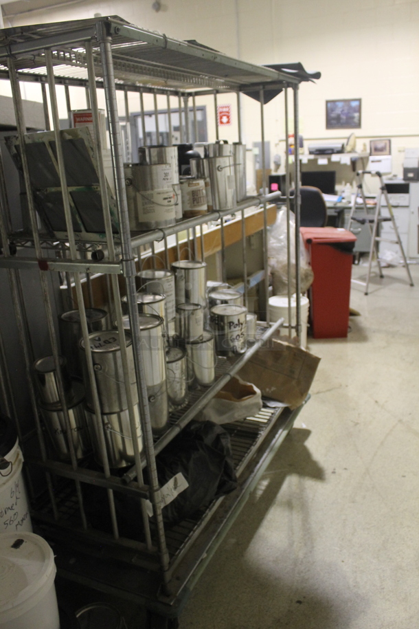 Metal 4 Tier Shelving Unit w/ Contents Including Liquid Propoly Clear. BUYER MUST REMOVE. - Image 2 of 6