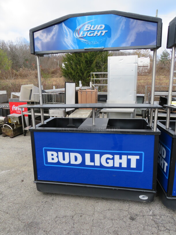 One Bud Light IRP Elite Beverage Cart/Kiosk With 2 Wells, Under Shelf, And Over Shelf On Casters.  61X30.5X88  - Image 3 of 3