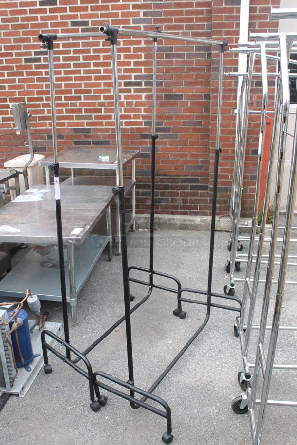 2 Black and Chrome Finish Metal Clothing Racks on Commercial Casters. 2 Times Your Bid! - Image 3 of 4