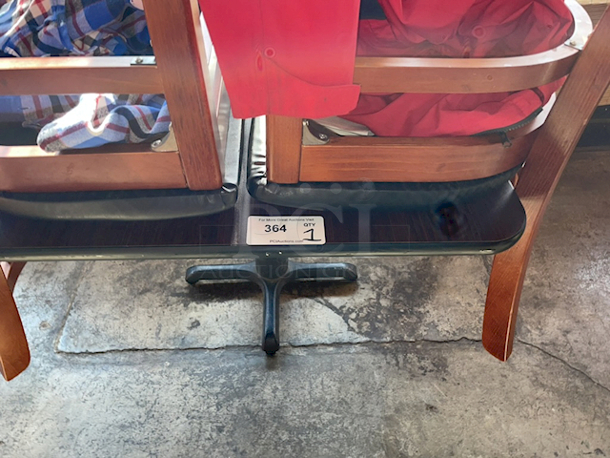 HIGH END! Lancaster Table & Seating Standard Height Table with 36" x 36" Reversible Cherry / Black Table Top and Cross Cast Iron Base Plate - Seats 2 - 4 Chairs.  - Image 6 of 7