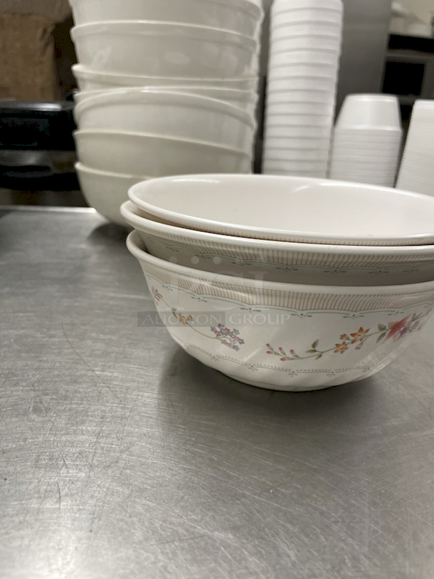 7" Textured Floral Print Bowls. 3x Your Bid - Image 1 of 1