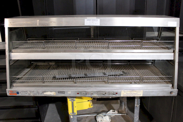 NICE! Merco Savory Model 1220 4-5P  2-Tier Hot Food Merchandiser. 120/240 Volt, 11.9Amp, 2740Watts. 60x26x30-1/4. In working Order When Removed. Power Cord Was Cut At Time of Removal. - Image 3 of 6
