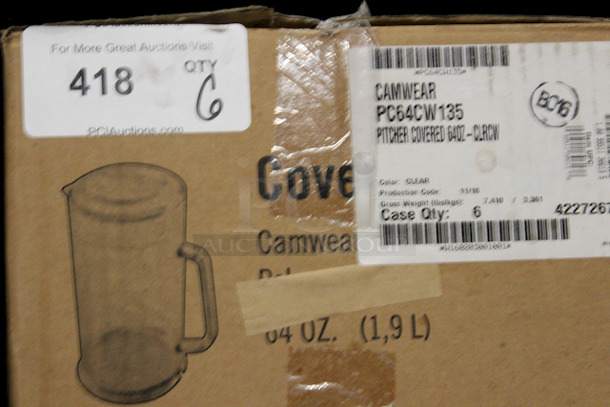 NEW, NEVER USED! Lot of 6 Cambro PC64CW 64 oz. Customizable Covered Plastic Pitchers.
6x Your Bid - Image 3 of 3