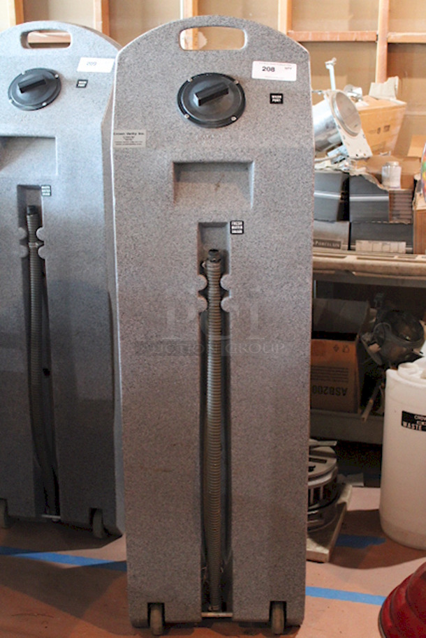 PERFECT! PolyJohn 15.5 Gallon Mobile Sink On  Heavy Duty Casters! 18" x 20" x 62"
Unit Can Accommodate: Fresh Water Tank Capacity: 15.5 gallons, Waste Water Tank Capacity: 19 gallons, Soap Dispenser Capacity: 30 oz., Includes Paper Towel Dispenser.  - Image 5 of 11