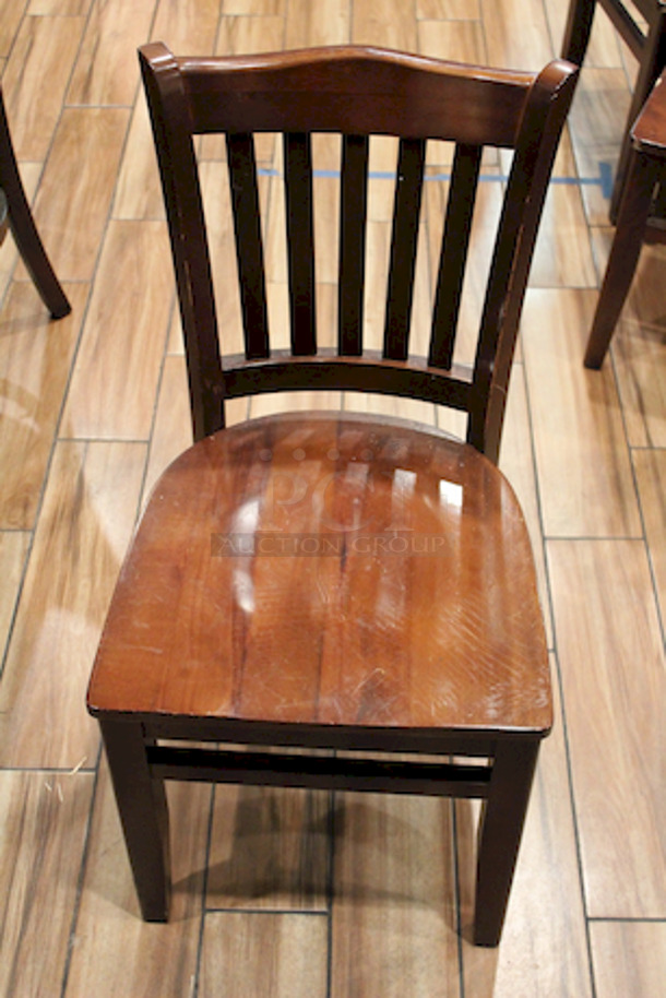 BEAUTIFUL! 4 Solid Oak School House Ladder Back Chairs.  19x18x34  4x Your Bid - Image 2 of 8
