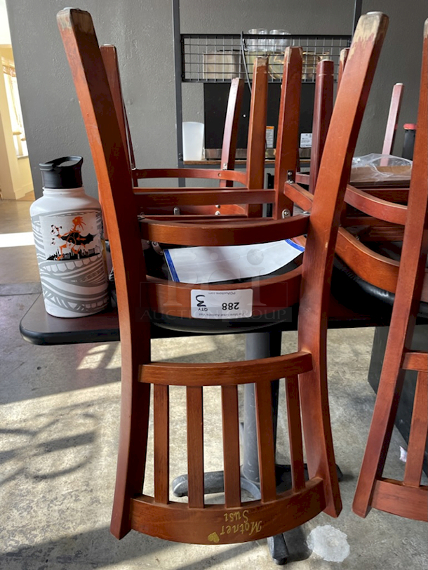HIGH QUALITY! Restaurant Chairs, Solid Wood With Padded Seats. 3x Your Bid - Image 7 of 7