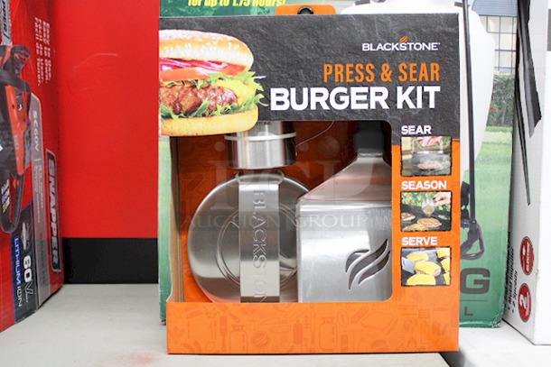 GRILL COMBO! (1) Pit Boss ROSEWOOD TOOL SET, (20) Assorted Cable Ties - 650ct, (1) Cuisinart 7-Piece GRIDDLE SET, (1) Cuisinart Chef’s Classic 5pc Grill Set, (14) Angle Brackets, (1) BLACKSTONE PRESS & SEAR "BURGER KIT", (1) Pit Boss WOOD PELLET SMOKER Cover, (1) Ozark Trail COOLER WHEEL KIT, (1) Expert Grill Meat Thermometer. 9x Your Bid - Image 1 of 9