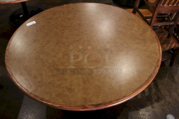 FAMILY SIZE! Large Round Wood Table Top With Heavy Duty Weighted Round Table Base. 
60x30 - Image 3 of 3