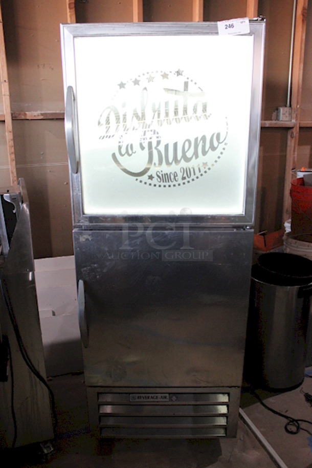 Beverage-Air RI18HC-HGS-26 One Section Glass and Solid Half Door Reach-In Refrigerator - 18 cu. ft. Tested, In Perfect Working Order. Refrigerator Was Ran For An Hour. Quickly Got To & Held Temperature. See Photos.  - Image 3 of 8