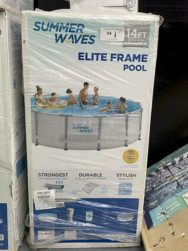 STAY COOL!! Summer Waves 14ft x 42in Pool Set. Contains: 1 pool, 1 filter pump, Type C Filter Cartridge, 1 ladder, 1 pool cover. - Image 1 of 2