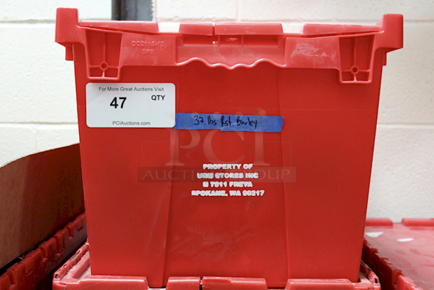 AWESOME! Pauls Malt LTD Roasted Barley, Approximately 37lbs In Monoflo DC2115-SP 4 Attached Lid Distribution Container - Image 1 of 2