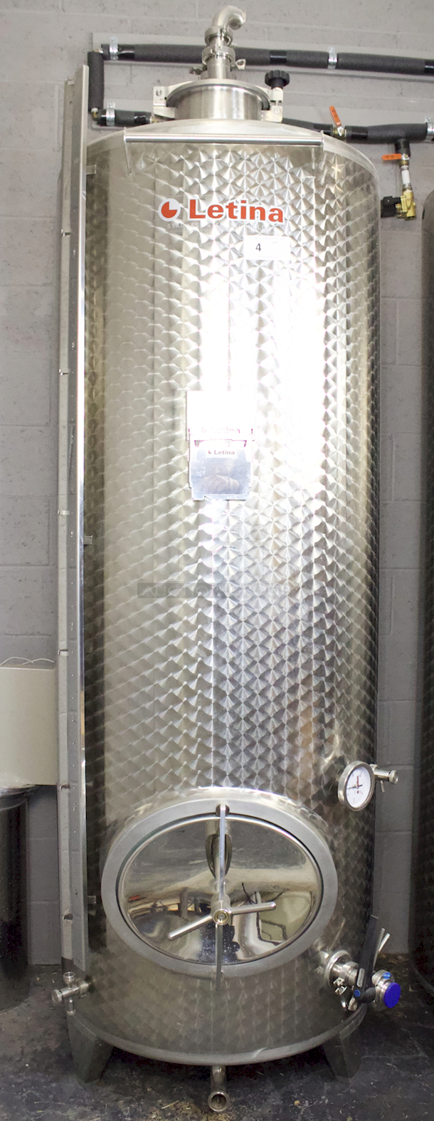 NEW-NEVER USED St. Patricks Of Texas Letina Z1000LHV8 1000 Liter (8.5 BBL) Jacketed Fermenter, Conical Bottom With Floating Man Way, (2) 1-1/2" Butterfly Valve Setup (1 At Bottom, 1 at Racking) and Sample Tap, Extra 2" TC port In Top Hatch, For Use Of Optional Spray Ball  - Image 1 of 2