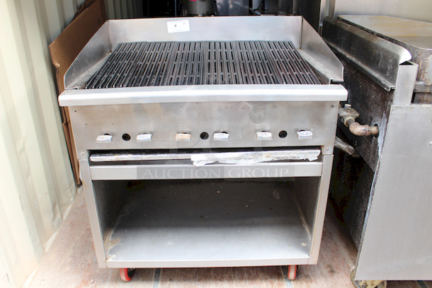 NEW! Montague Legend UF-36R Heavy-Duty Gas Underfired Broiler – Radiant Style Range With Cabinet Base On Commercial Casters - Image 2 of 8