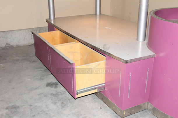 AWESOME!! Kiosk With Point of Sales Station, Locking Drawers, Track Lighting. On Commercial Casters. 115x60x105. 115v - Image 6 of 10