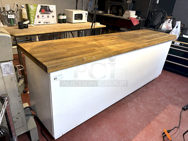 HEAVY DUTY! Rolling Counter With Sturdy Wood Top And Ample Storage Space. On Commercial Casters. 98x25-1/2x37 - Image 4 of 6