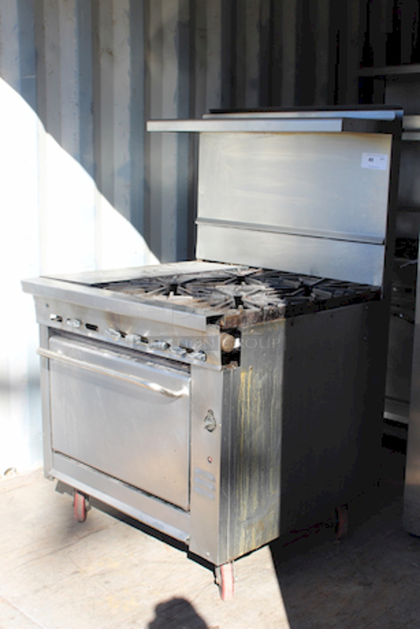 AWESOME! Montague Combination (2) Burner Griddle Top With (4) Burner Range On Oven Base With Commercial Casters 35x36-1/2x60. - Image 4 of 8