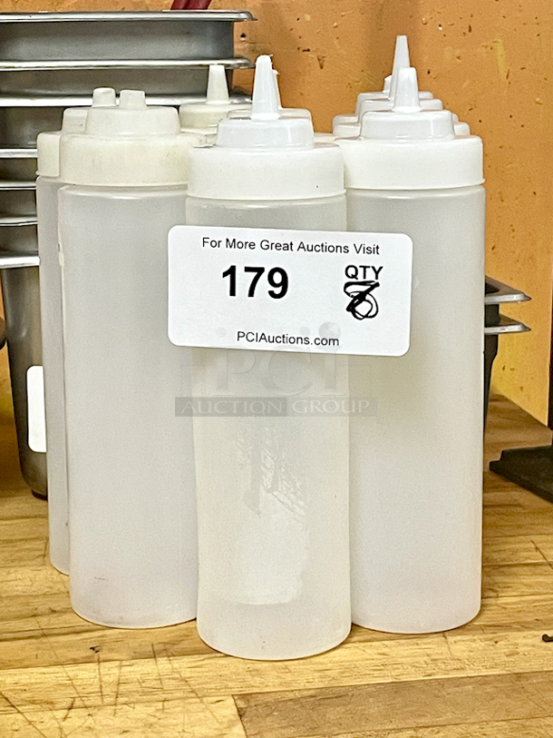 Tablecraft 24oz Clear Widemouth and Standard Cone Tip Squeeze Bottle with 63 mm Opening. 8x Your Bid - Image 2 of 3
