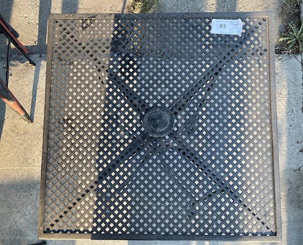 OUTSTANDING! Outdoor Patio Dinning Table With Umbrella Hole, Black, Metal, Seats 4.   - Image 3 of 3