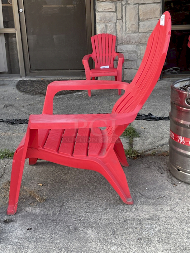 4 PIECE!! Adams RealComfort Adirondack Chair, Cherry Red, Polypropylene Frame 30x34x37-1/2. 4x Your Bid - Image 4 of 7