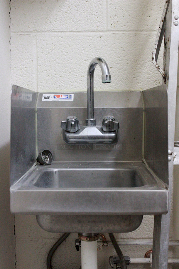 US Stainless Hand Wash Sink W/Side Wall Splash Guards. 12x15-1/2x15 - Image 2 of 3