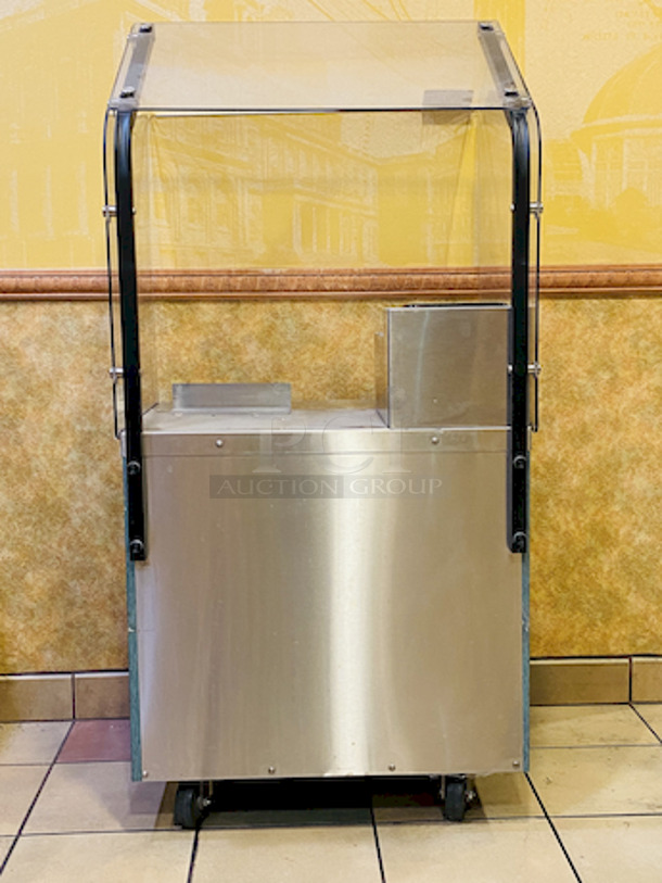 BEAUTIFUL! Soup Station With Sneeze Guard, San Jamar Soup Bowl Holders, Under Counter Storage, Condiment Holders, On Commercial Casters.  - Image 3 of 8