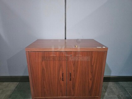 Locking cabinet with shelf. Has set of keys- very nice piece! 36” W x 29.5” H x 20” D.  

 