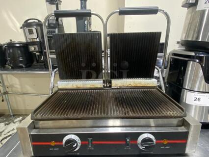 Cookline Double Commercial Panini / Sandwich Press, Grooved Surface, Cooking Surface, 120v
