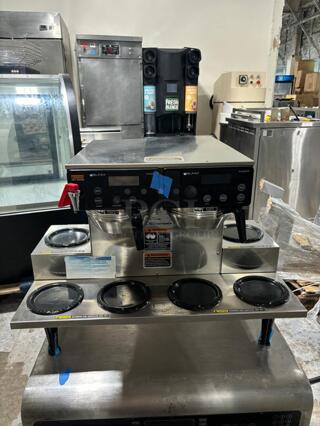 Brand New Bunn 38700.0015 Axiom 0/6 Twin 12 Cup Automatic Coffee Brewer with 6 Lower Warmers - 120/208-240V
