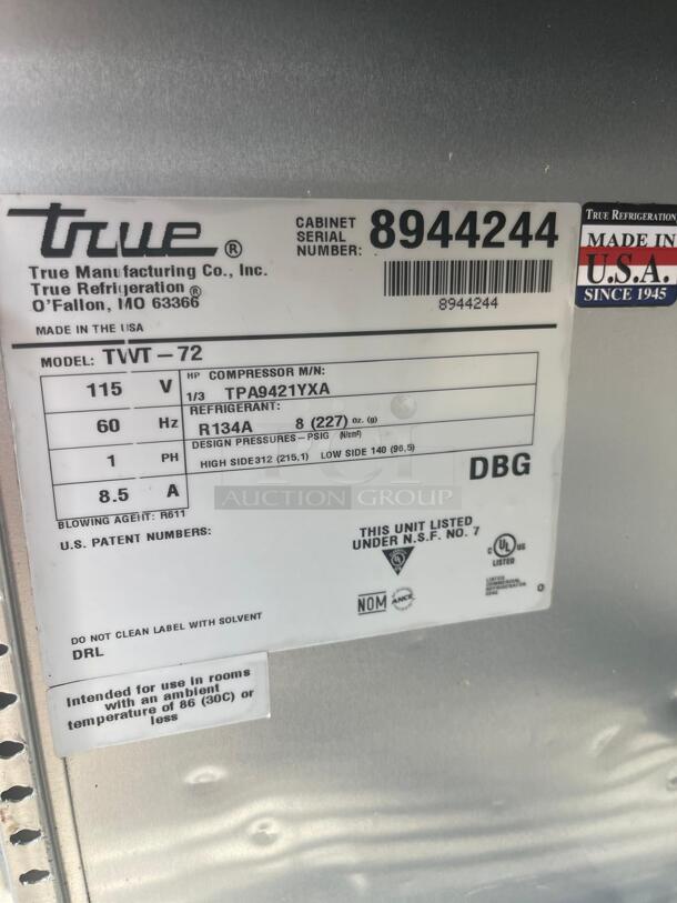 True TWT-72-HC~SPEC3 ADA 72" Worktop Refrigerator w/ (3) Sections & (3) Doors, 115v
 - Image 4 of 6