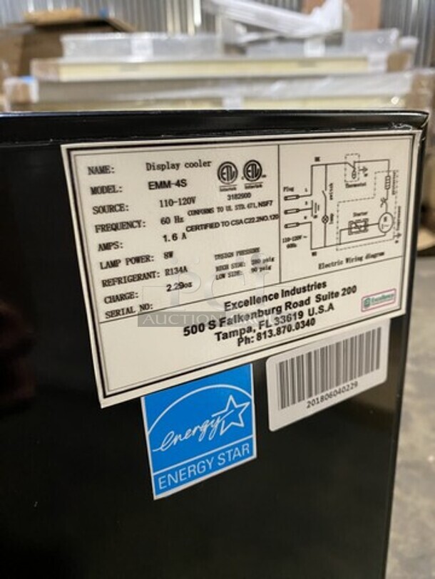 NEW IN THE BOX! Scratch-N-Dent!  Excellence Counter Top Refrigerated Rech In Display Cooler Merchandiser! Model EMM-4S Serial 201806040229! 115V 1 Phase! - Image 3 of 4