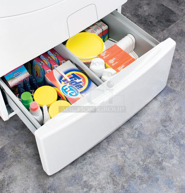 GE SBSD137HWW Laundry Front Load Storage Pedestal, White.  27 W x 28 3/4 D x 13 3/8 H  - Image 4 of 5