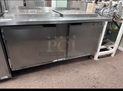 Certified Working Beverage-Air SPE60HC-24M 60 inch 2 Door Mega Top Refrigerated Sandwich Prep Table 115 Volt