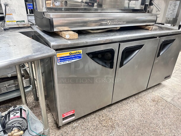 Excellent condition Turbo Air TUR-72SD 72W Undercounter Refrigerator with 3 Doors  115v Tested and Working - Image 3 of 7
